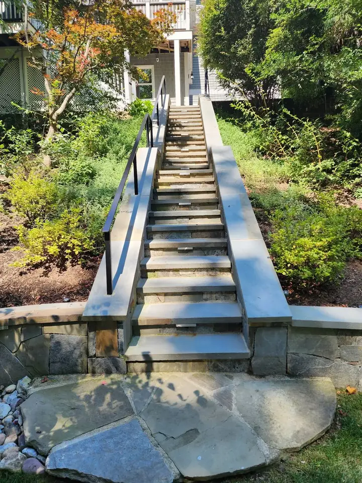 Hillside Staircase — McLean, VA · Terraced Bluestone Steps