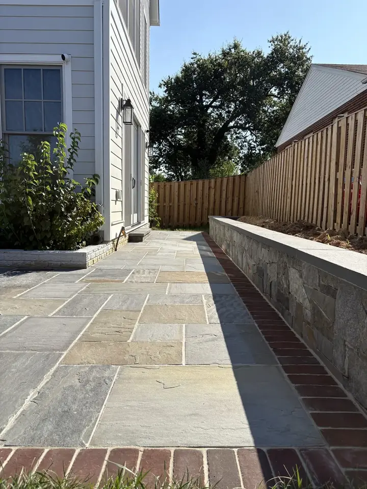 Side-Yard Walk — Arlington, VA · Flagstone & Brick Edge